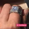 Pierścienie zespołowe Sterling Sier Princess Cut 3CT Lab Diamond Ring Ring Biżuteria