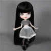 얼음 DBS Blyth Doll 16 BJD 흰색 피부 조인트 바디 검은 머리 무광택 얼굴 눈썹 커스텀 30cm 장난감 애니메이션 소녀 선물 240111