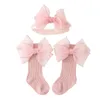 Korean Style The Bow Baby Headband Socks Set born Hundred Days First Birthday Party Hair Tie Gift Box Accessories 240111