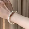 Charm Bracelets Selling Well White Color Large Size Sterling Silver Bend Elastic Bracelet Freshwater Natural Pearls