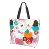 Borse per la spesa Fiori retrò Uccelli Astratti Rami floreali colorati Arte vintage Pittura Tela Tote Bag Generi alimentari sfusi Grandi casual