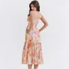 Inspired belted patchwork floral print mini dress for asymmetric ruffled sexy party dress puff sleeve summer dress