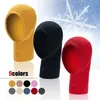 Automne hiver couleur unie bouton laine casquette hommes femmes tricoté cou chaud Protection à capuche coupe-vent neige écharpe 240111