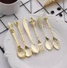 Vintage Royal Style Metal Spoon Forks DIY Carved Fork Table Spoons Antique Coffee Dessert Flatware 6PCS Set6493181