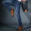 Calças de brim dos homens calças inteligentes elástico homem jeans negócios moda reta regular estiramento denim calças homens 2840 240112