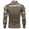 Herr t-skjortor kamouflage långärmad t-shirt sport utomhus militär mode casual skjorta