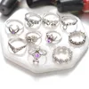 Anelli a grappolo da 10 pezzi in confezione Vingate Knuckle da donna con mezzaluna/corona/elefante e design con strass intarsiati Knokkels femminili