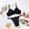 Women'S Panties Womens Victorias Secret Fashion Plus Size Bra 2 Piece Push-Up Sexy Lingerie Panty Set Alphabet Drop Delivery Apparel Dhnqu