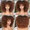 Korte Afro Kinky Krullend Pruik Met Pony Voor Zwarte Vrouwen Synthetische Natuurlijke Blonde Cosplay Pruiken Lijmloos Hoge Temperatuur Haar 240111