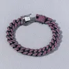 Braccialetti a maglie Lucidi strass viola pieno Bracciale cubano grosso alla cavigliera per uomo Donna Ghiacciato nero Bracciale hip-hop Gioielli goccia