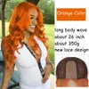 Soy una peluca Pelucas de color naranja jengibre con ondas de cuerpo largo Pelucas de encaje sintético para mujeres Resalte Negro Marrón Parte media Peluca Cosplay Cabello 240111