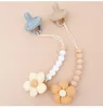 Cute Floral Baby Pacifiers Leashes Chain Newborn Products Pacifier Proof Clip Baby Silicone Bead Flower Pacifier Clip Lanyard