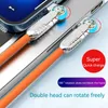 Usb Type C Cable Double Elbow 180 Degree Rotating with Light Super Fast Charge Cable for Samsung Xiaomi Charging Data Micro Usb C Alloy Type C Cord 0.5m/1m/1.5m