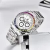 Montre pour hommes, diamant coloré, haute beauté, multi-fonctionnelle, taille de course, mode, étanche, lueur nocturne, bracelet en acier de précision