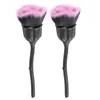 Pincéis de maquiagem 2x escova de pó de unha rosa rosa arte limpeza blush pó escova (preto)
