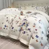 100% algodão egípcio conjunto de cama luxo borboleta bordado capa edredão folha plana fronhas equipadas 240112