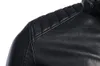 Casual Men's Motorcykel läderjacka Fashion Solid Stand Collar Outwear Trend White Black Windproof Coat Streetwear Jackets 240112