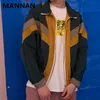 MANNAN Vintage Multicolor Color Block Patchwork Windbreaker Jackets Autumn Hip Hop Streetwear Zip Up Track Casual Jackets 240111