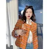 Koreanische Einfache Frühling Und Herbst Mode Retro Schöne Orange Rundhals Lose Kurzen Mantel Weibliche Reine Wilde Tweed 240112
