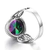 Redwood Marka Gökkuşağı Mystic Topaz Ring Sterling Gümüş Kadınlar Düğün Nişan Partisi Bohemia Fine Jewellry Doğum Taşı 240112