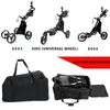 Golf Push Cart Bag 3 wiel opvouwbare transportkarren Cover Protector Zwart Grote capaciteit inklapbaar 240111