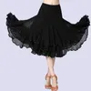 Bühnenkleidung Frauen Elegantes Gesellschaftstanzkostüm 360 Grad langes Swing-Latin-Salsa-Rumba-Kleid Flamenco-Tanzröcke zum Üben
