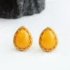 Brincos de garanhão S925 Sterling Silver Waterdrop Âmbar Mulheres Jóias Finas Natural Baltic Teardrop Beads Ear Studs Brinco