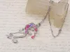 Pendentif Colliers Rose Silvery Tone Multicolore Cristal Strass Lézard Papillon Collier Pour Femmes Cadeaux