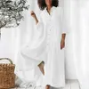 Women's Jumpsuits Rompers Women Jumpsuit Spring Summer Turndown Collar Loose Cotton Linen Breathable Casual Wide Legs Pants Long Romper Daily WearL240111