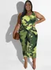 Wmstar-Conjunto de vestido de talla grande, ropa con estampado Floral, Top corto de dos piezas, faldas de vendaje a juego, venta al por mayor, gota 240111