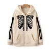 Heren Hoodies Vintage Skeleton Print Rits Sweatshirt Y2K Gothic Bone Grafisch Unisex Zip Up Hoodie Herfst Streetwear Harajuku Dames Hoody