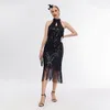 1920s Flapper Dress Long Fringed Gatsby Dress Vintage Art Deco Dress