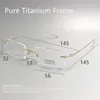 Pure Eyeglasses Rimless Optical Frame Prescription Spectacle Frameless Glasses For Wide Face With Long Temple 145mm 240111