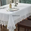 Toalha de mesa Toalha de mesa de algodão branco bordado capa de mesa de jantar retângulo renda toalha de mesa de cabeceira de TV toalha à prova de poeiravaiduryd