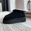 Plateforme Ultra Bottes Châtaigne Tasman Pantoufles Mini'' li''platform Australie Botte de Neige Designer Femmes Cuir Véritable Laine Épaisse Moelleuse Hiver Chaud