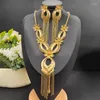 Ensemble de bijoux plaqué or 24 carats pour femmes, collier et boucles d'oreilles, dubaï, vêtements quotidiens et ensembles de bijoux, idées cadeaux pour fête de mariage