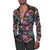 Chemises décontractées pour hommes Mode Paisley Floral Print Style Vintage Revers boutonné à manches longues Tops Hip Hop Hommes / Femmes Party Clubwear