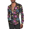 Camicie casual da uomo Moda Paisley Stampa floreale Stile vintage Risvolto Abbottonatura Manica lunga Top Hip Hop Uomo/Donna Party Clubwear