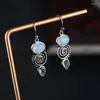 Dangle Earrings Fashion Simple Rotating Water Drop Pear Shaped Pendant Sea Blue Zircon Charm Women's Dinner Party Jewelry