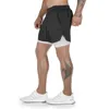 Pantalones cortos para hombres Entrenamiento de gimnasio 2 en 1 Compresión para hombres Rendimiento atlético de verano con bolsillos de toalla Elástico Secado rápido