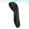 Berets 1PC Wide Band Hat Elastic Sleeping Caps Long Tube Braid Hair For ( Black )