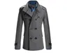 S-XXXL bleu marine coréen hommes manteau de laine vêtements chauds Top mode Slim sauvage double boutonnage manteau hommes d'affaires revers veste poche 240111