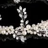 Haarspangen Luxuriöses Stirnband Tiara Frauen Stirn Perle Kristall Haarband Blumenornamente Brautgeschenke für Hochzeit Zubehör