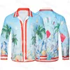 Casa Deisnger Shirts Heren Lente Zomer Shirts Hawaii Bloemen Bedrukte Shirts Tops Zakelijk Overhemd Met Lange Mouwen