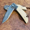 S7219 Flipper Solding Knife Damascus Stal prosta Blade Blade z stalową klamką Łożysko Łożysko Kulki Szybkie otwarte noże z skórzaną osłoką