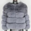 CXFS Drie Kwart Mouw Winterjas Vrouwen Echte Bontjas Natuurlijke Grote Pluizige Vossenbont Bovenkleding Streetwear Dikke Warme 240112