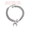 Linkarmbanden roestvrij staal zilverkleurige armband voor vrouwen ketting met maan charme ontwerp mode-sieraden verjaardagscadeau