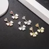 Stud Earrings S925 Love Four Flower Necklace Women's Red Agate Natural White Fritillaria Peach Heart Petal Pendant Collar Chain
