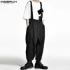 Men's Jeans 2023 Men Jumpsuits Solid Oversize Korean Sleeveless Streetwear Straps Rompers Fashion Casual Men Wide Leg Overalls S-5XLL240111
