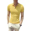 Polos masculinos estilo britânico verão moda gelo seda manga curta polo camisas roupas masculinas 2024 listra magro ajuste casual malha tee streetwear